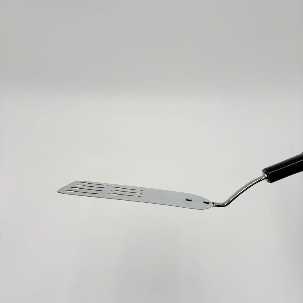 Vintage ECKO SPATULA Chrome Keyhole Slots Black Plastic Handle Made in U.S.A